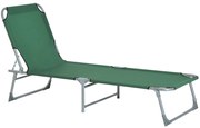 Outsunny Espreguiçadeira Dobrável e Reclinável em 4 Posições com Estrutura Metálica e Tecido Oxford para Exterior 187x58x28 cm Verde