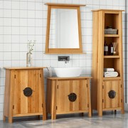 vidaXL 4 pcs conjunto móveis p/ casa de banho madeira de pinho maciça