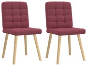 vidaXL Cadeiras de jantar 2 pcs tecido vermelho tinto