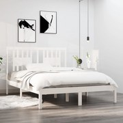 Estrutura de cama 140x190 cm madeira de pinho maciça branco