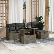 vidaXL 6 pcs conjunto sofás de jardim com almofadões vime cinzento