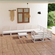 10 pcs conjunto lounge de jardim pinho maciço