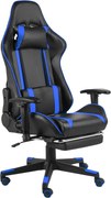 vidaXL Cadeira de gaming giratória com apoio de pés PVC azul