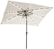 Outsunny Chapéu de Sol com Luzes LED 268x205x248 cm Chapéu de Sol de Jardim Inclinável até 45° e Abertura a Manivela Creme