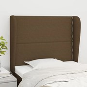 vidaXL Cabeceira cama c/ abas tecido 83x23x118/128 cm castanho-escuro