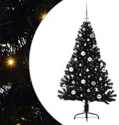 vidaXL Árvore de Natal Artificial Pré-iluminada Preto 150 cm PVC