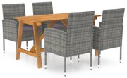 vidaXL 5 pcs conjunto de jantar para jardim cinzento