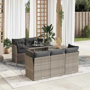 vidaXL 6 pcs conjunto sofás de jardim com almofadões vime cinzento
