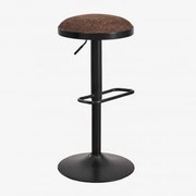 Banqueta Alta Ajustável Igarasi Em Metal E Tecido Preto - Castanho Chocolate - Sklum