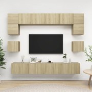 vidaXL 8pcs conjunto de móveis de TV derivados madeira carvalho sonoma