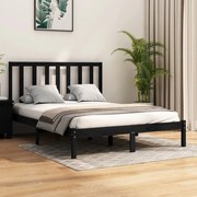 Estrutura de cama dupla 4FT6 135x190 cm pinho maciço preto