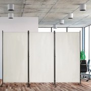 Tela de Privacidade Dobrável de 3 Painéis para Casa Escritório Casa de Banho 260 x 183 cm Branco