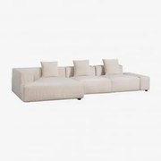 Sofá Modular Chaise Longue De Canto Esquerdo De 3 Peças (↔︎375 Cm) Bruna Bombazina Crema Linho - Sklum