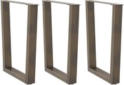 vidaXL Pés para mesa de jantar em formato de V, 3 peças, aço natural, 70x(72-73,3) cm, aço