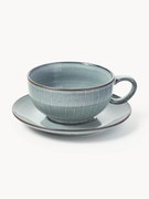 Handmade Tea Cup Nordic Sea with Saucer