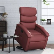 vidaXL Poltrona reclinável elevatória couro artificial vermelho tinto