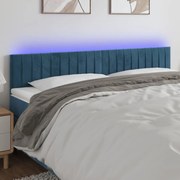 Cabeceira de cama c/ luzes LED veludo 200x5x78/88cm azul-escuro