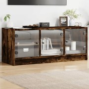 vidaXL Móvel de TV c/ portas de vidro 102x37x42 cm carvalho fumado