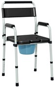 HOMCOM Cadeira Sanita para Pessoas Maiores Dobrável com Altura Ajustável Cubo e Almofadas Antiderrapantes 52,5x46x81,5-97 cm Preto | Aosom Portugal