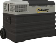 Outsunny Frigorífico elétrico de compressão portátil 56L com modos ECO/MAX, haste telescópica e rodas, preto | Aosom Portugal