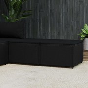 Apoios de pés para jardim com almofadões 2 pcs vime PE preto