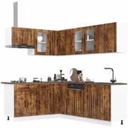 vidaXL 11 peças armário de cozinha conjunto Lucca carvalho defumado