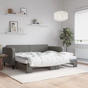 vidaXL Sofá-cama c/ gavetão e colchões 90x200cm tecido cinzento-escuro