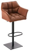 Banco de bar Damaso em couro sintético e estrutura preta 64 x 88-113 x 45 cm Castanho claro