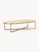 Mesa de centro oval com tampo de vidro com efeito de mármore Antigua