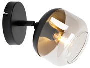 Foco de teto design preto com dourado e vidro fumê - Kyan