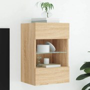 vidaXL Móvel de parede p/ TV c/ luzes LED 40x30x60,5cm carvalho sonoma