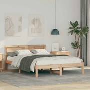 vidaXL Estrutura da Cama com luzes de tira LED com cabeceira Castanho 120 x 200 cm