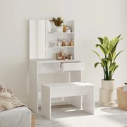 vidaXL Conjunto toucador 74,5x40x141 cm branco brilhante