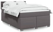 vidaXL Cama com molas/colchão 140x190 cm couro artificial cinzento