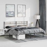 vidaXL Estrutura de cama com cabeceira 193x203 cm metal preto