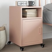 vidaXL Mesa de cabeceira 36x39x59 cm aço rosa