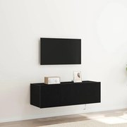 Armário de TV vidaXL com Luzes LED Carvalho Preto 100x35x31 cm