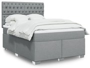 vidaXL Cama com molas/colchão 140x190 cm tecido cinzento-claro