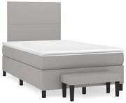vidaXL Cama boxspring com colchão 120x190 cm tecido cinzento-claro
