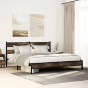 vidaXL Estrutura de cama sem colchão 180x200cm metal carvalho fumado