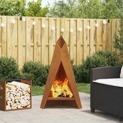 vidaXL Fogueira Pirâmide Preta 58x36x100 cm Aço