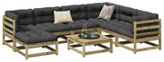 vidaXL 8 pcs conj. sofás jardim c/ almofadões madeira pinho impregnada