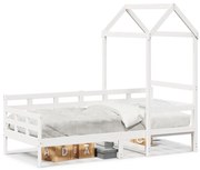 Sofá-cama com telhado 80x200 cm madeira de pinho maciça branco