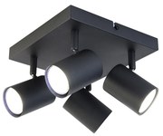 LED Candeeiro de teto inteligente quadrado preto com 4 GU10 Wi-Fi - Jeana Moderno