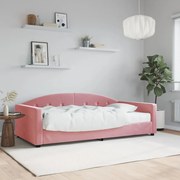 vidaXL Sofá-cama com colchão 100x200 cm veludo rosa