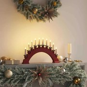 vidaXL Arco de Velas de Natal com 10 Velas LED Vermelho 47 x 5 x 29 cm