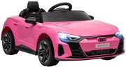 HOMCOM Carro Elétrico AUDI RS E-Tron GT 12V com 2 Motores Faróis LED Buzina Música USB 3-5km/h 103x58x41 cm Rosa | Aosom Portugal