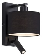 LED Candeeiro de parede moderno preto redondo com luz de leitura - Puglia Moderno