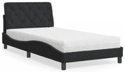vidaXL Cama com colchão 100x200 cm veludo preto