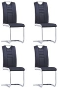 vidaXL Cadeiras de jantar cantilever 4 pcs couro artificial preto